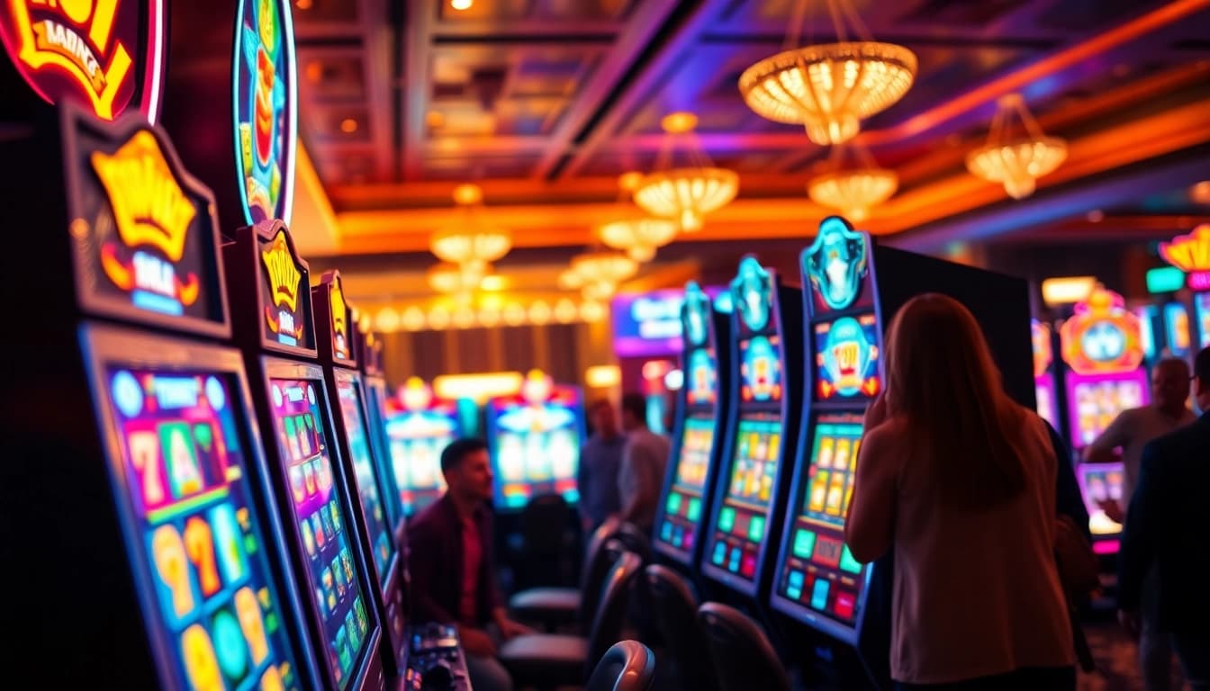 Menangkan slot depo 1000 dengan mesin slot yang berwarna-warni dan suasana kasino yang meriah.