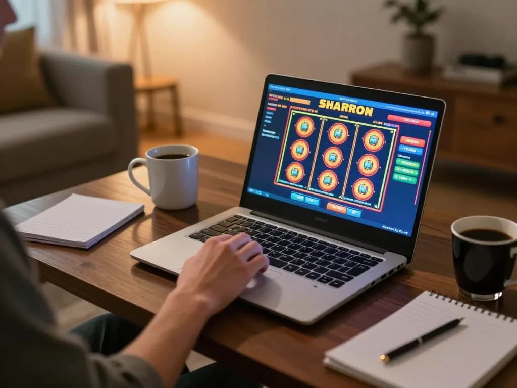 An engaged player experiencing w 88 online gaming on a laptop in a cozy home setting