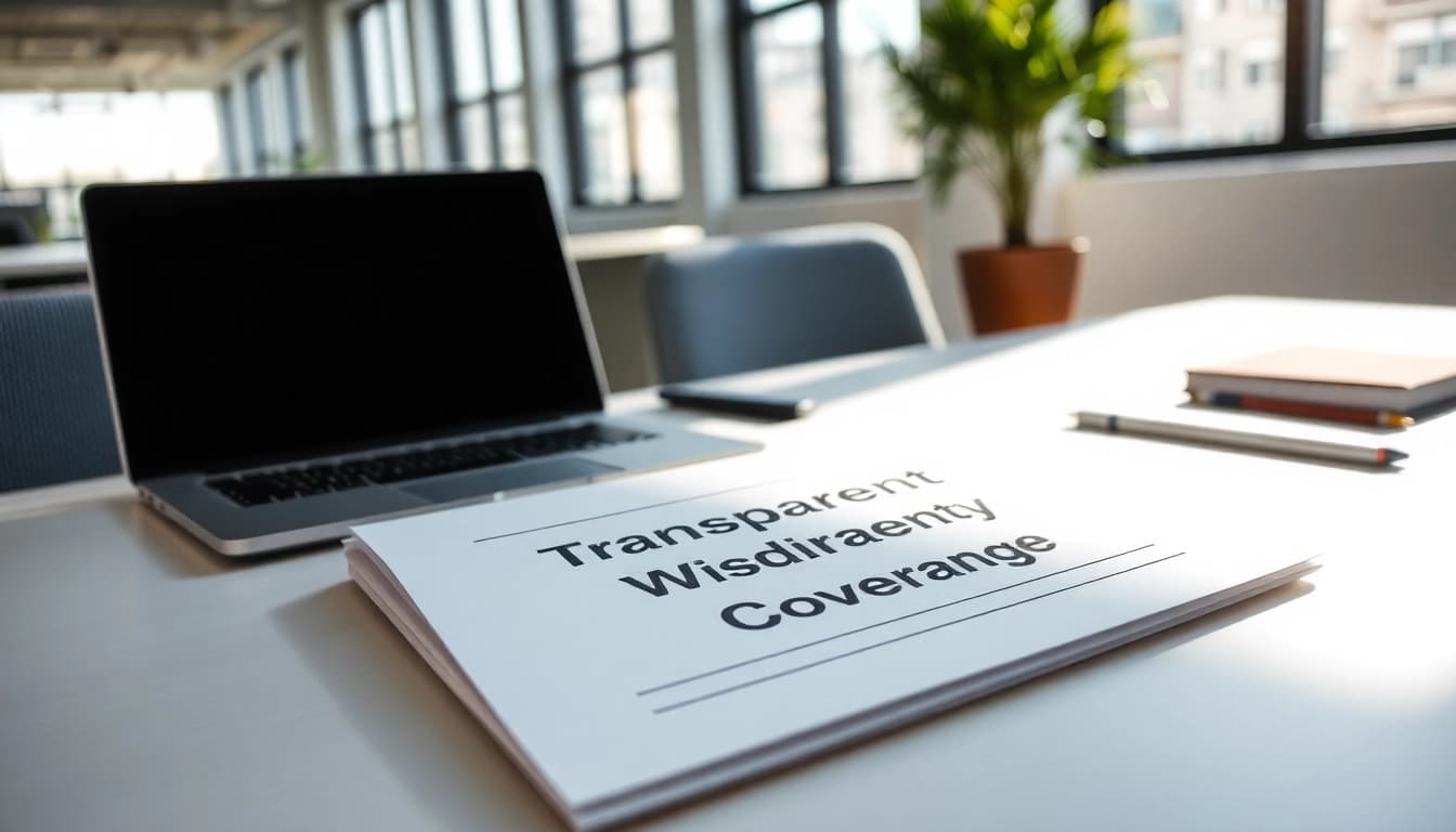 Showcasing transparent warranty coverage documentation on a desk to highlight reliability and organization.