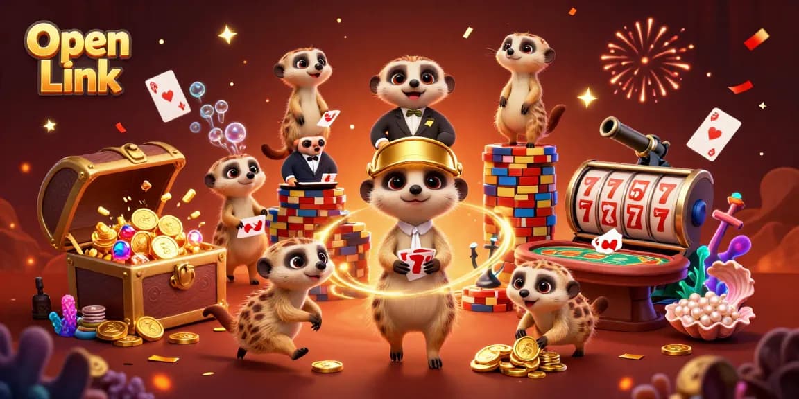 Experience the thrilling vibe of Open Link with a colony of meerkats running a colorful casino!