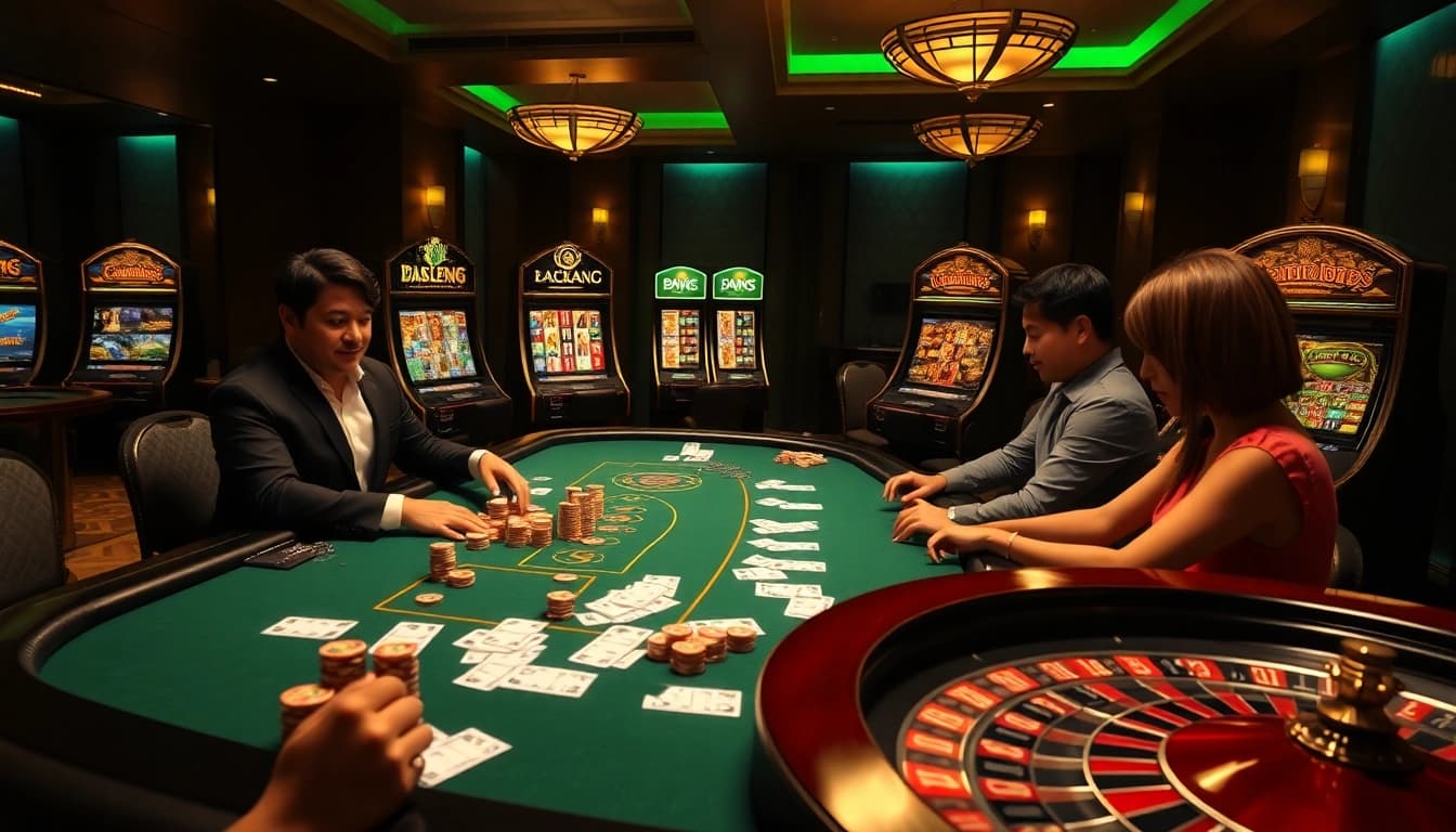 Experience the thrill of ABC8 with a vibrant casino scene featuring poker and roulette.
