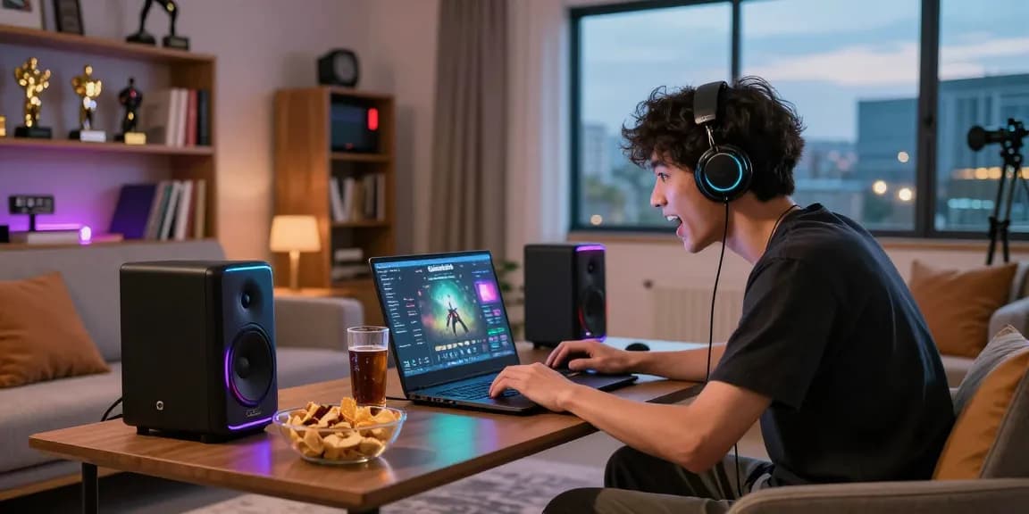 Engaging player experiencing GARUDA303 in a dynamic home setting with gaming gear.