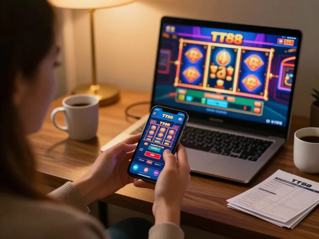 Engaging TT88 casino app on smartphone for strategic online gaming experience.
