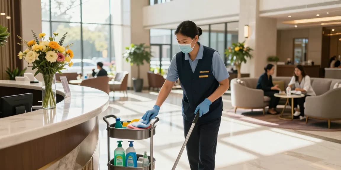 Hotelreinigung Dortmund: Professionelle Reinigung im Hotel mit Fokus auf Sauberkeit und Hygiene in einem einladenden Ambiente.
