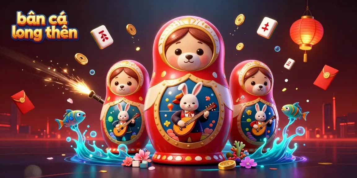A dynamic scene illustrating bắn cá long thần with engaging sea creatures, a fish game cannon, and vibrant casino elements.