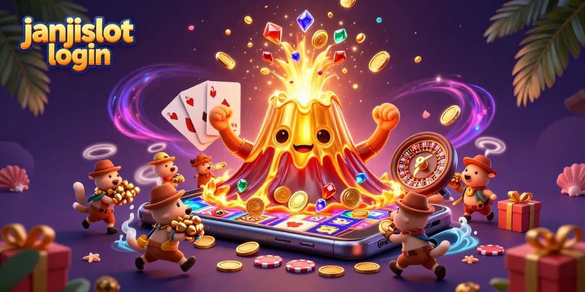 Engage with janjislot login showcasing vibrant winning moments in an exciting casino illustration.