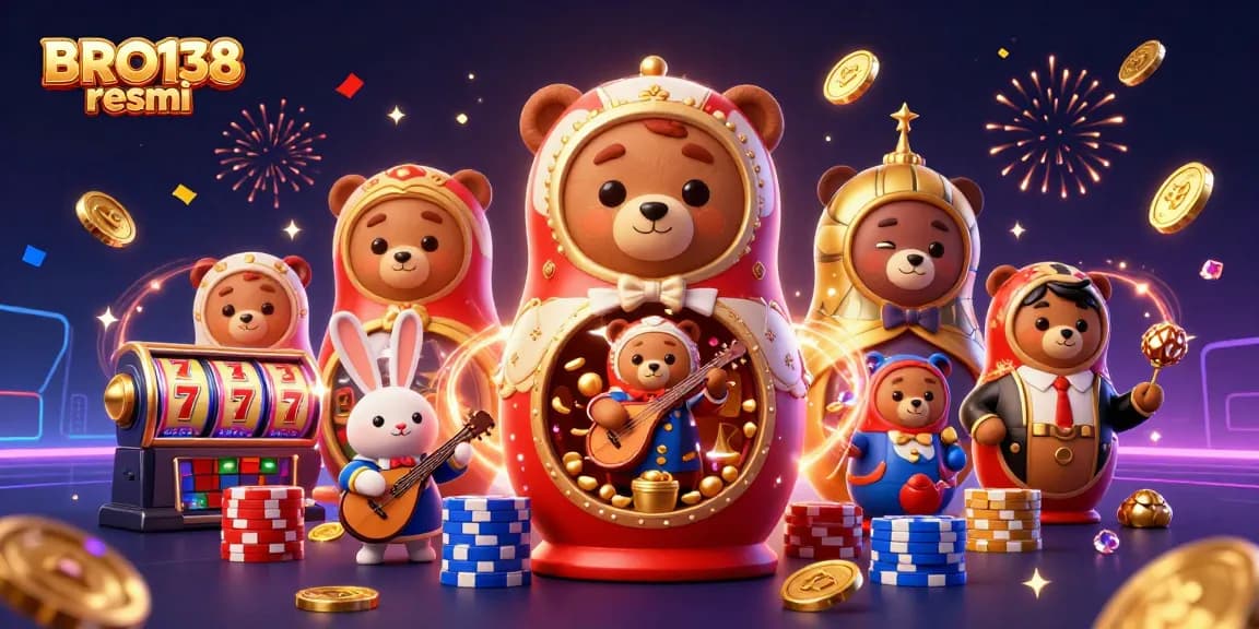 Experience the excitement of BRO138 resmi with vibrant casino-themed characters and elements.