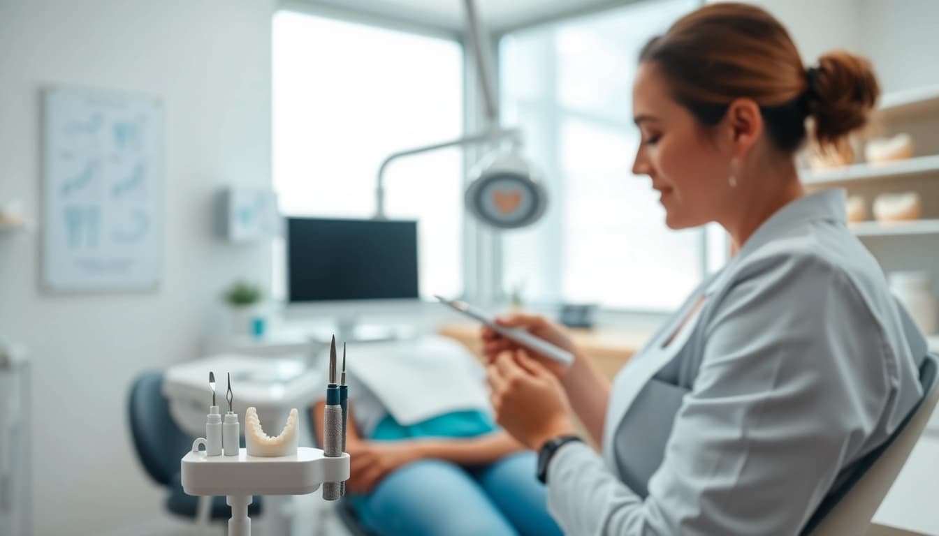 Consultation with an edmonton orthodontist, featuring tools and a welcoming office environment.