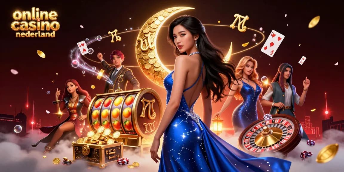 Experience excitement at online casino nederland with a photorealistic Asian woman amidst vibrant gaming elements.