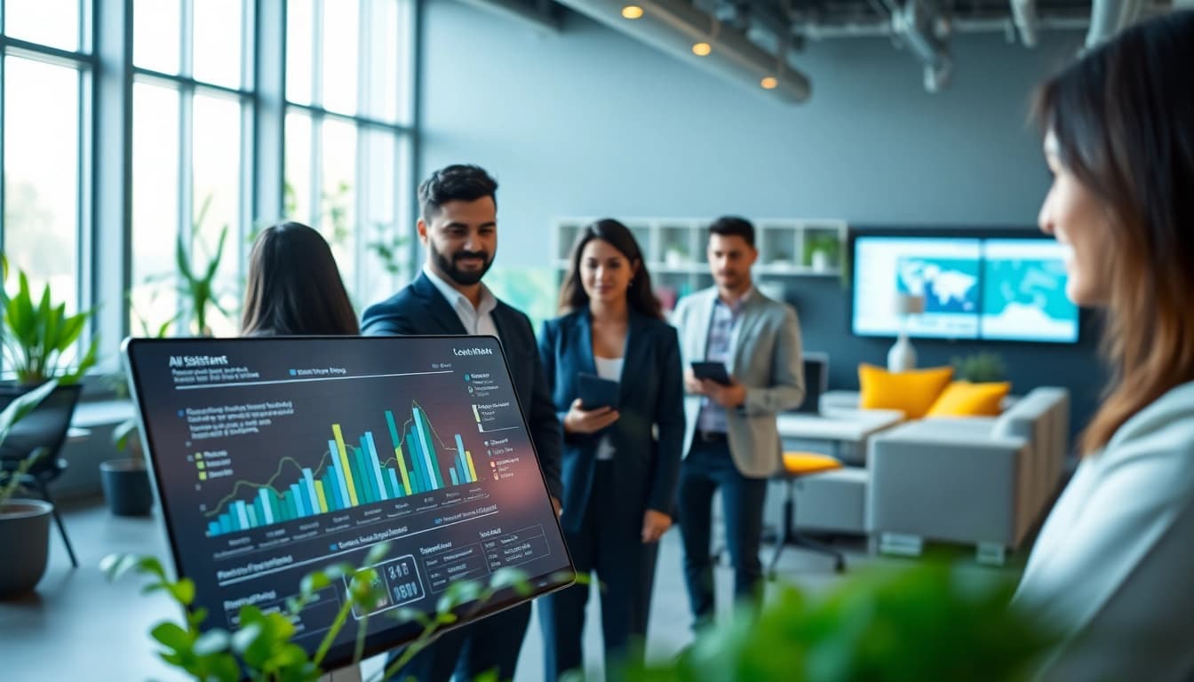 Engage with an ai assistant for enterprise teams in a modern workspace, enhancing productivity and collaboration.