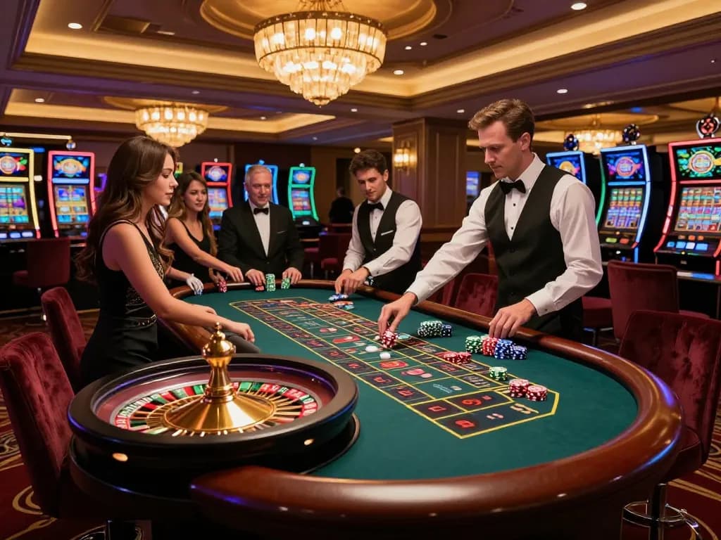 Experience mau777 login at a vibrant roulette table with eager players during an exciting casino game.