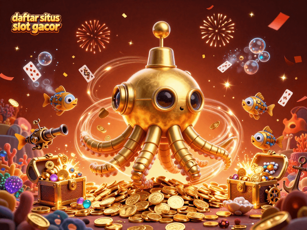 Mainkan daftar situs slot gacor di dunia menggembirakan dengan karakter futuristik di lautan koin emas.