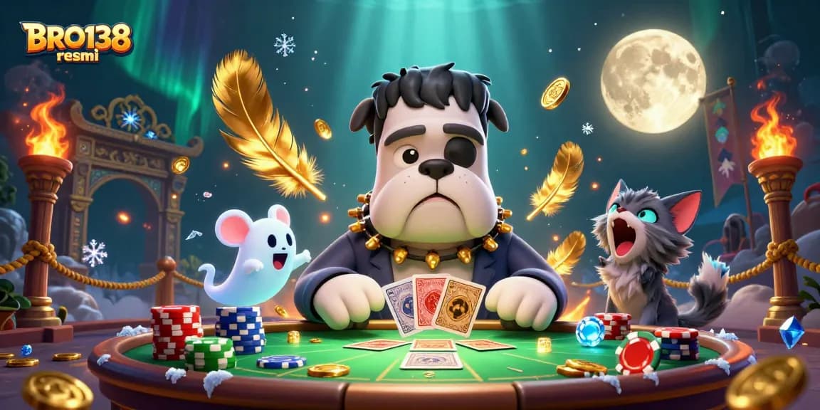 Engage with thrilling gameplay on BRO138 resmi at this vibrant casino scene featuring playful characters.