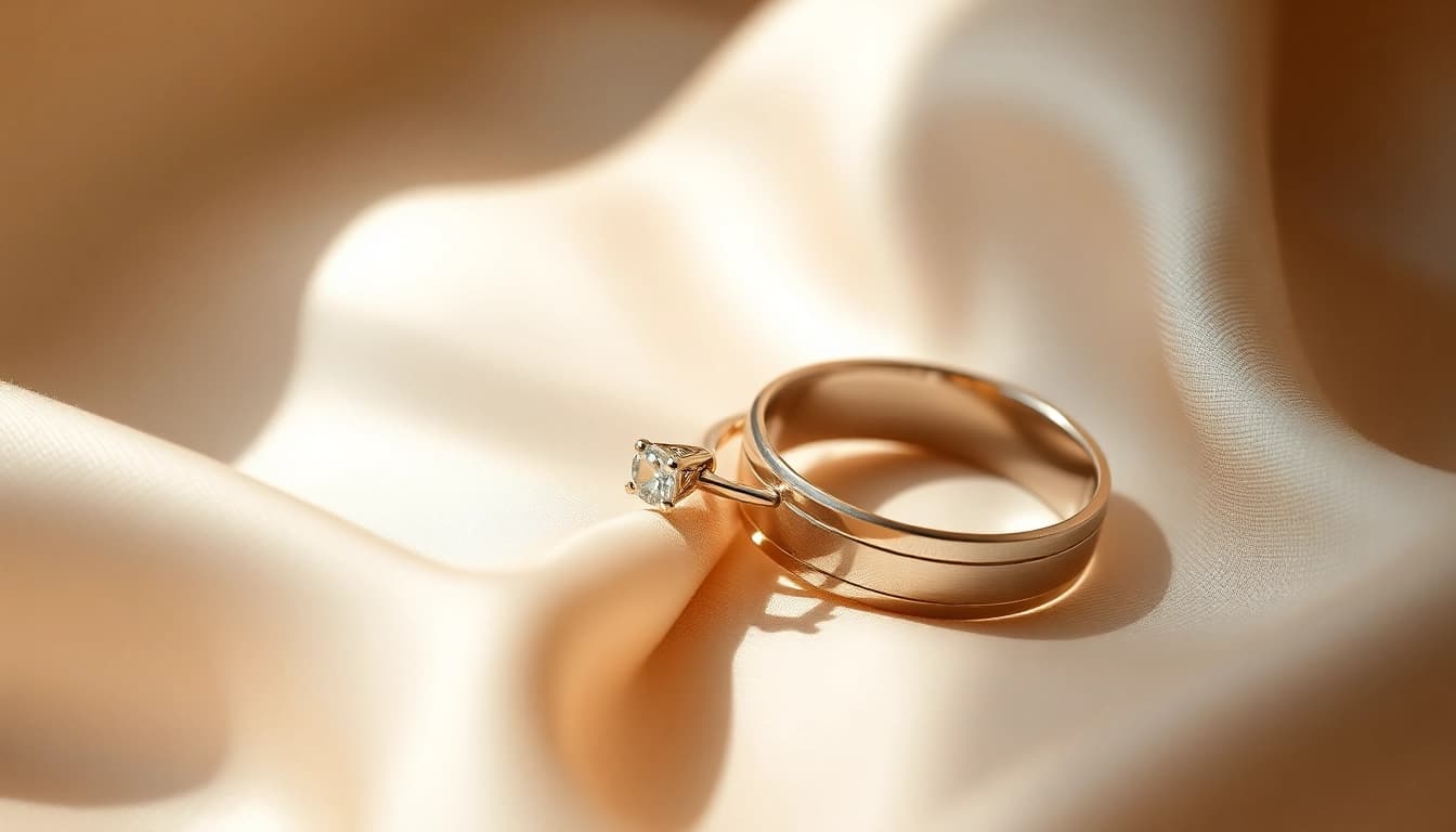 Pair of elegant couple rings reflecting luxury and commitment.