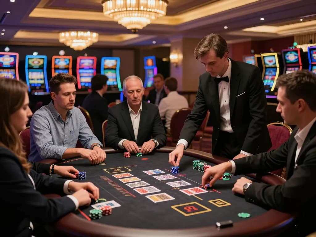 Players engaging in an exciting tg 88 blackjack game with chips and cards in a luxurious casino setting.
