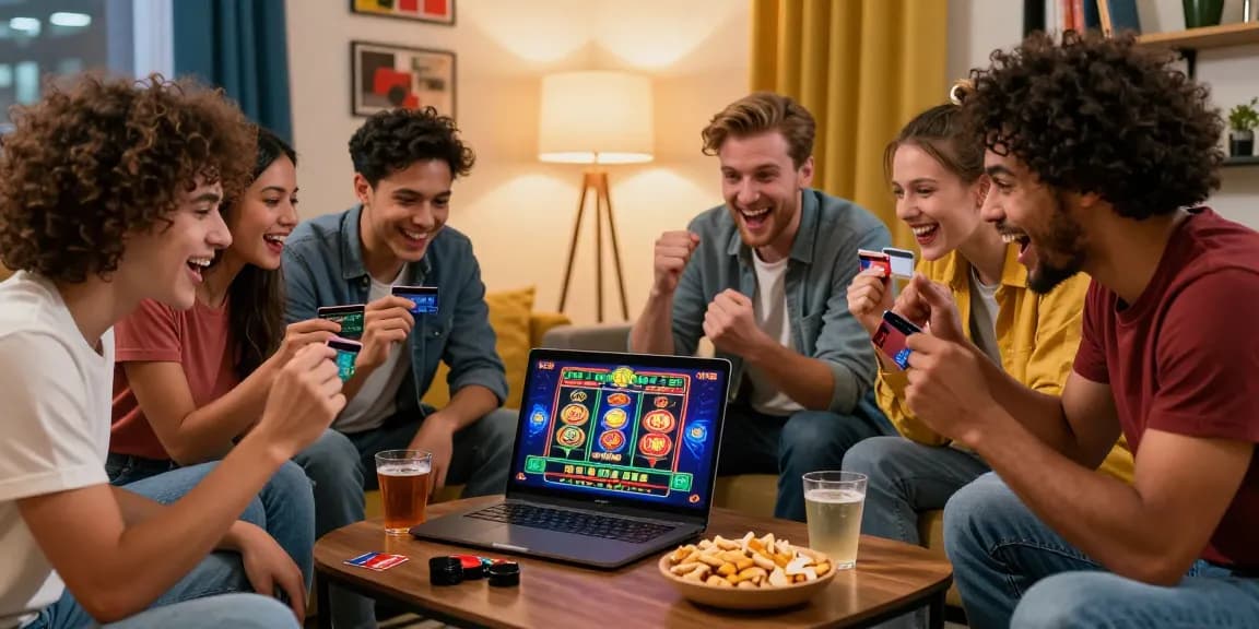 Friends enjoying online gaming at https://mvc.org.uk showcasing credit card casino excitement.