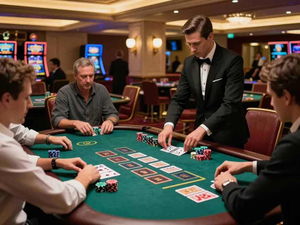 Engaged players at a blackjack table showcasing strategic gameplay at F8beta2 ink casino.