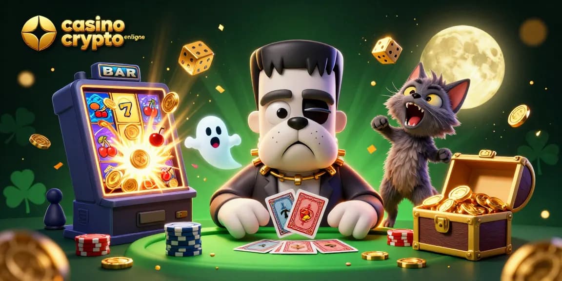 Visitez notre casino crypto en ligne pour jouer au Blackjack, avec une ambiance de jeu dynamique entourée de pièces d'or et de bonus.