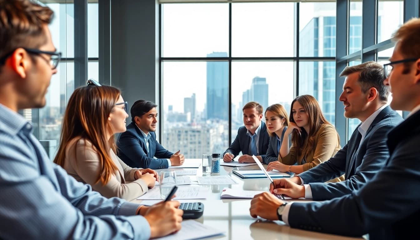 Strategizing competitor pricing in a modern business meeting with professionals collaborating.