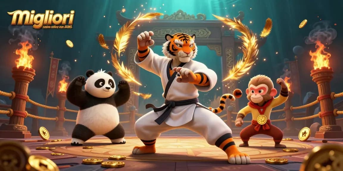 Vivi un'azione entusiasmante nei migliori casino online non AAMS con la nostra coinvolgente scena 3D di tigri, panda e scimmie.