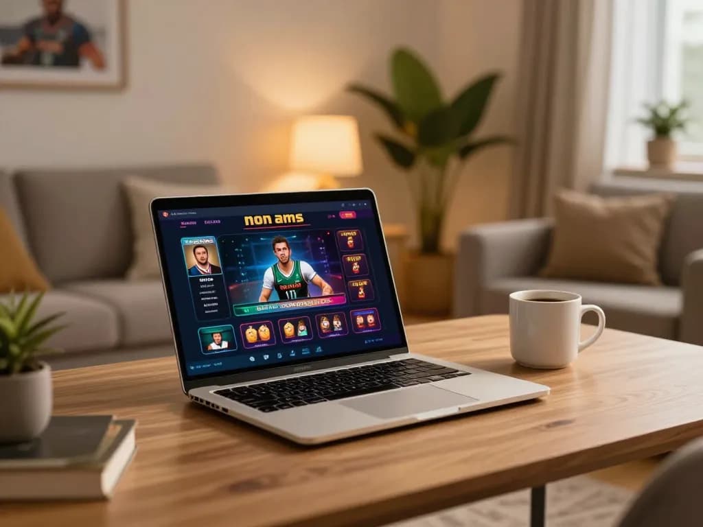 Engaging in casino non aams gameplay on a sleek laptop in a cozy home environment