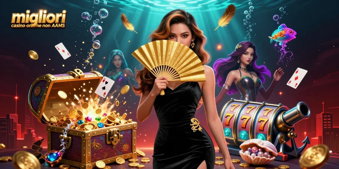 Gioca e vinci nei migliori casino online non AAMS in una scena di casinò vibrante e dinamica.