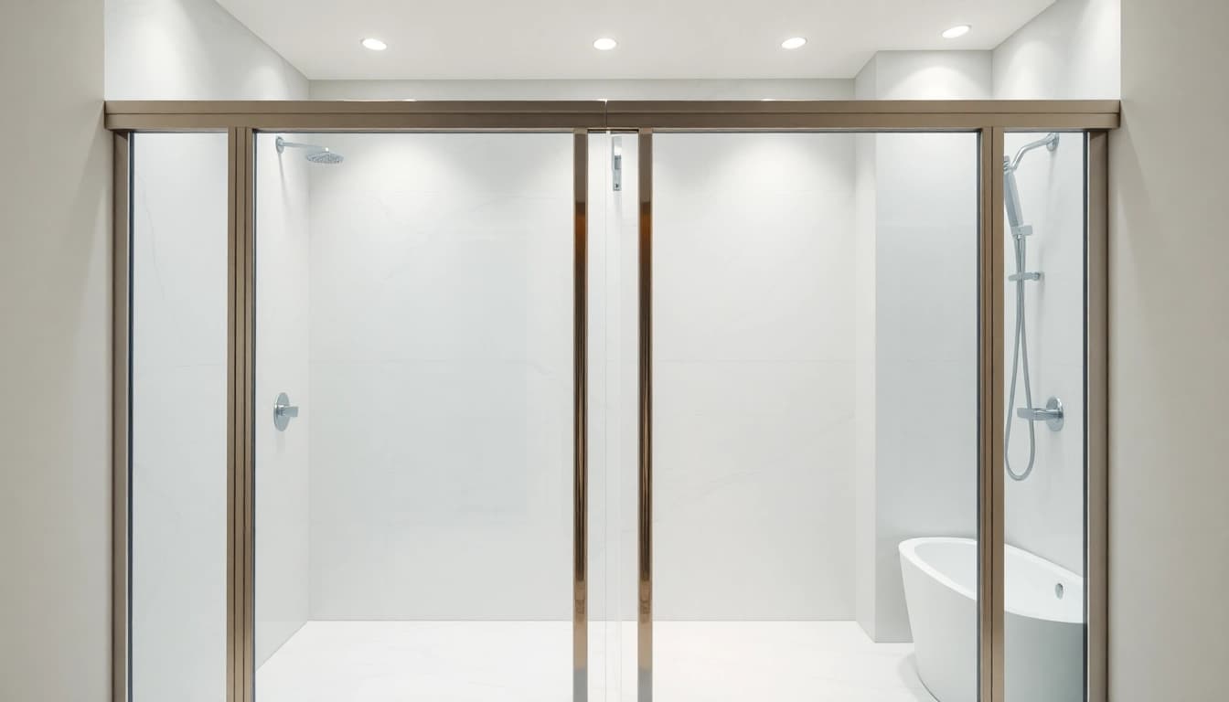 Elegant sliding shower doors showcasing modern design and functionality in a stylish bathroom.