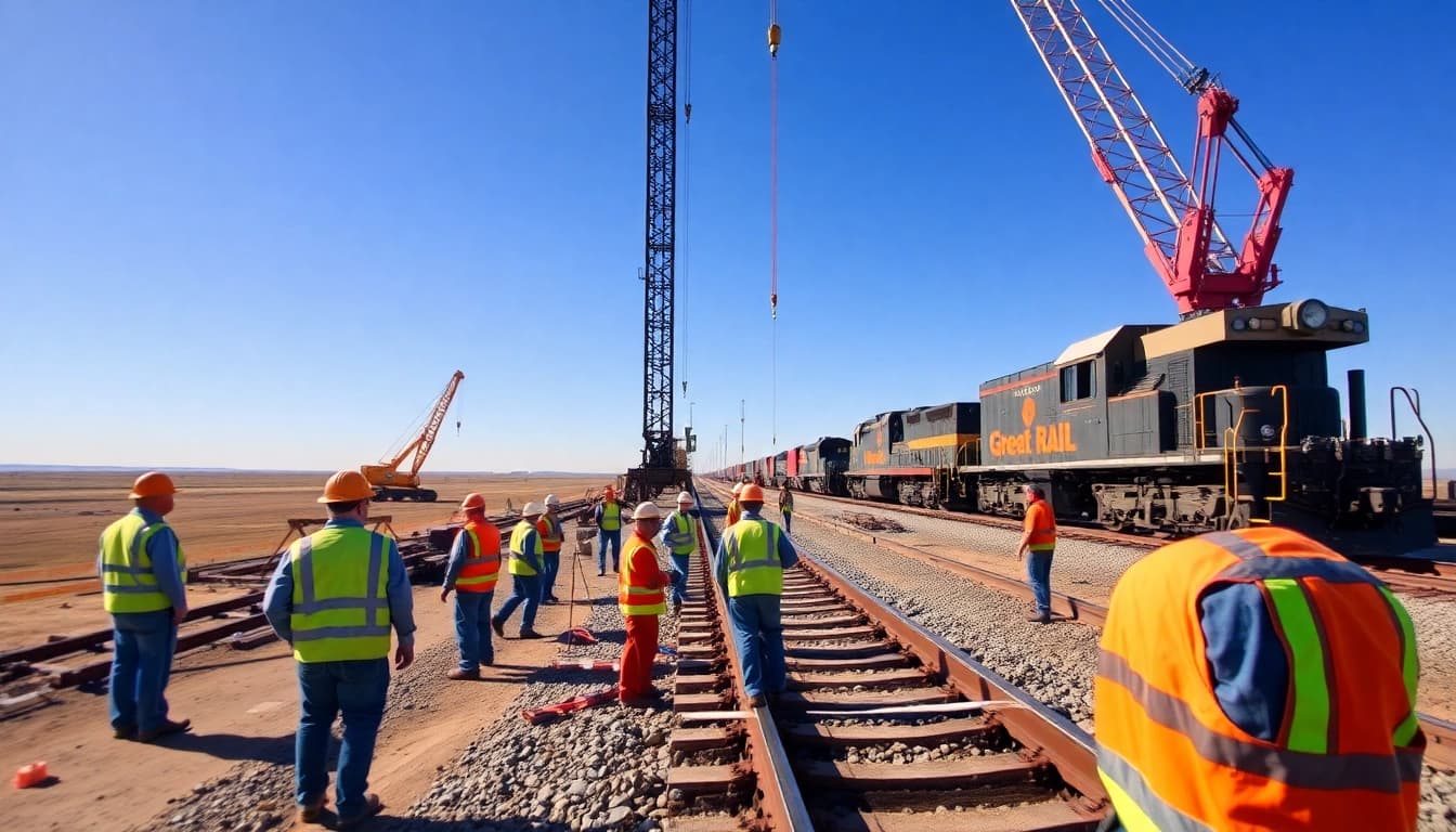 Engage with the construction of a great plains rail project showcasing teamwork and innovation.