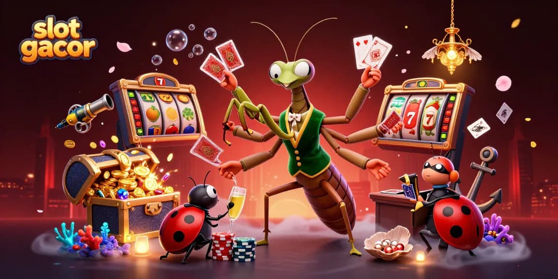 Winning strategies with slot gacor in a vibrant casino-themed illustration