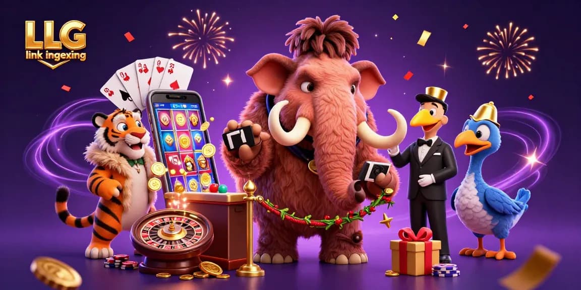 Experience the thrill of LLG link indexing with a vibrant 3D casino scene featuring unique characters.