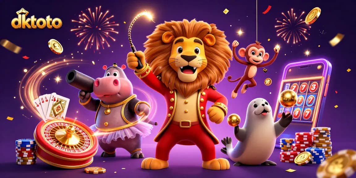 Engage with dktoto's dynamic gaming experience featuring lively characters and exciting casino elements.
