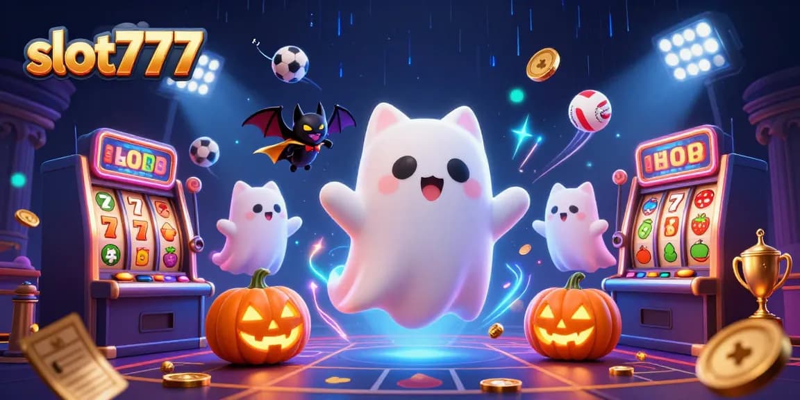 Menangkan slot777 di kasino menarik dengan kucing hantu dan elemen slot khas.