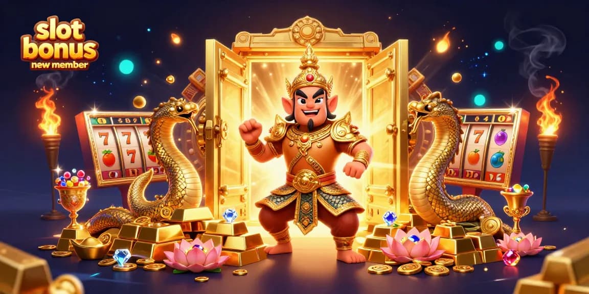 Engage with the slot bonus new member promotion featuring vibrant 3D characters in an exciting casino atmosphere.