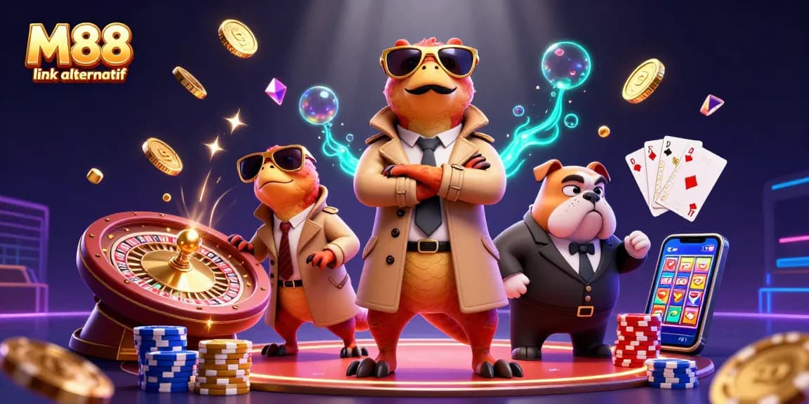 Engage with M88 link alternatif for a thrilling casino experience featuring vibrant 3D elements.