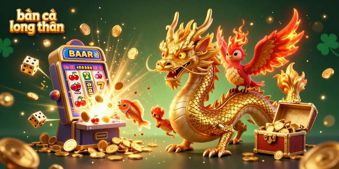 Experience the excitement of bắn cá long thần with vibrant graphics, captivating characters, and a thrilling casino backdrop.