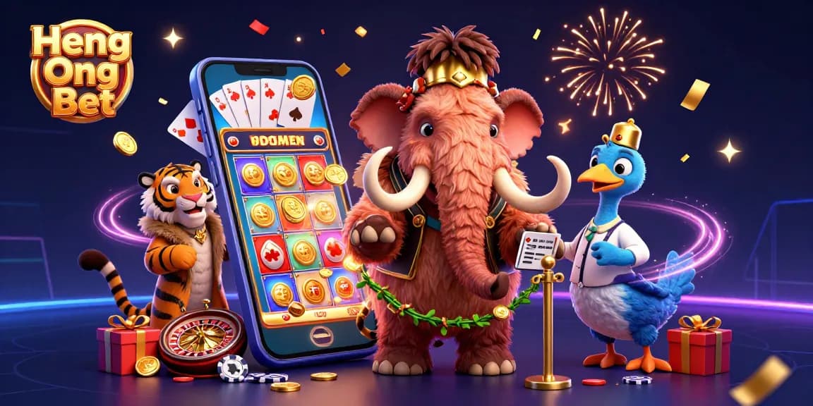Experience Heng Ong Bet with a vibrant casino scene featuring engaging characters and dynamic gaming elements.