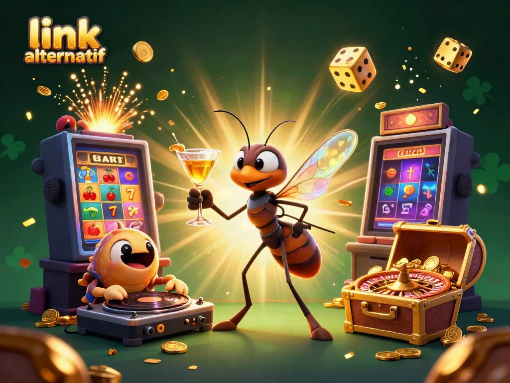 Akses link slot alternatif sambil merasakan jackpot dengan ilustrasi inovatif dan berwarna-warni yang menghidupkan suasana kasino.