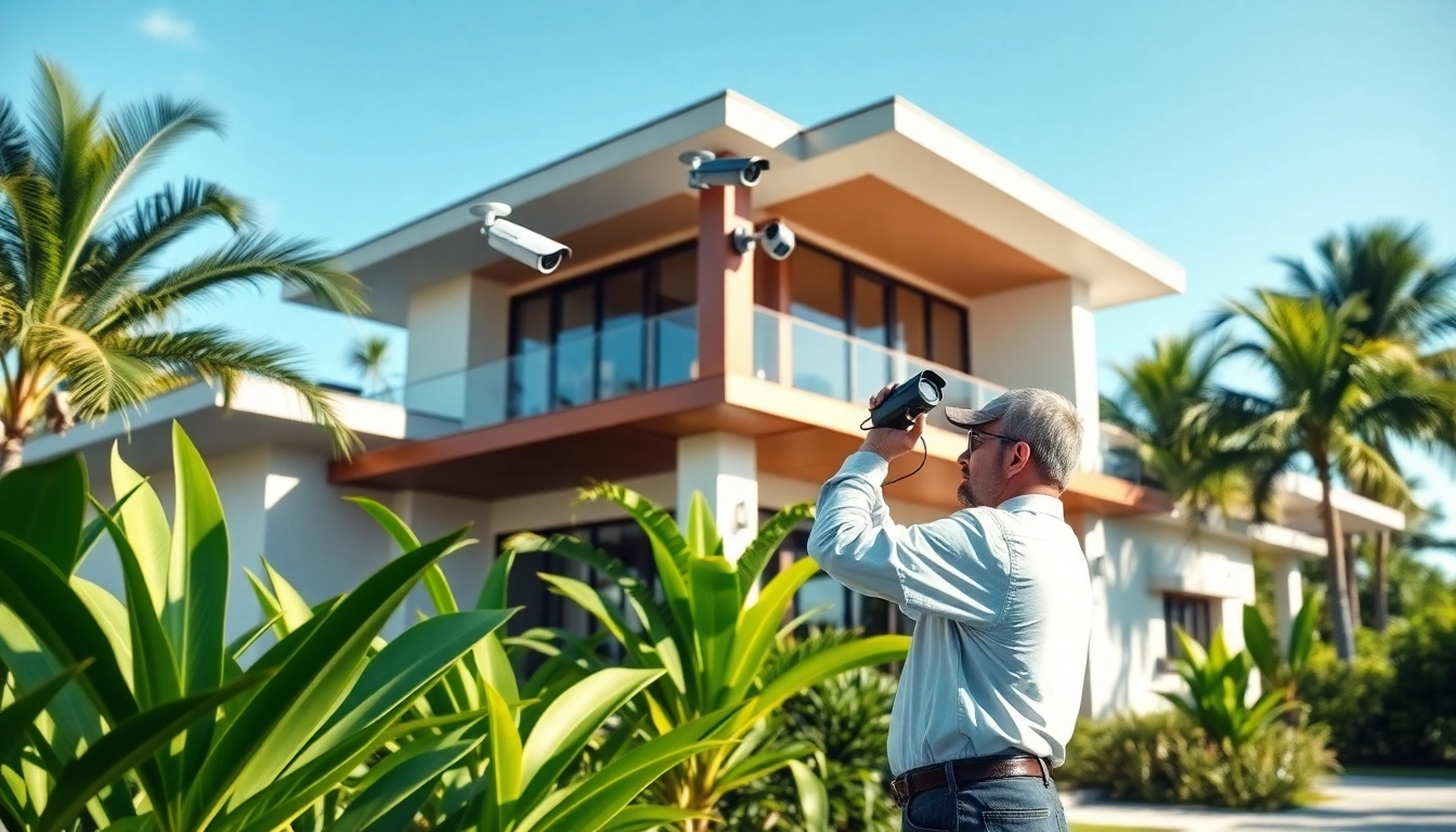 Cámaras de seguridad en Guanacaste instaladas en una vivienda moderna, destacando servicios profesionales de instalación.