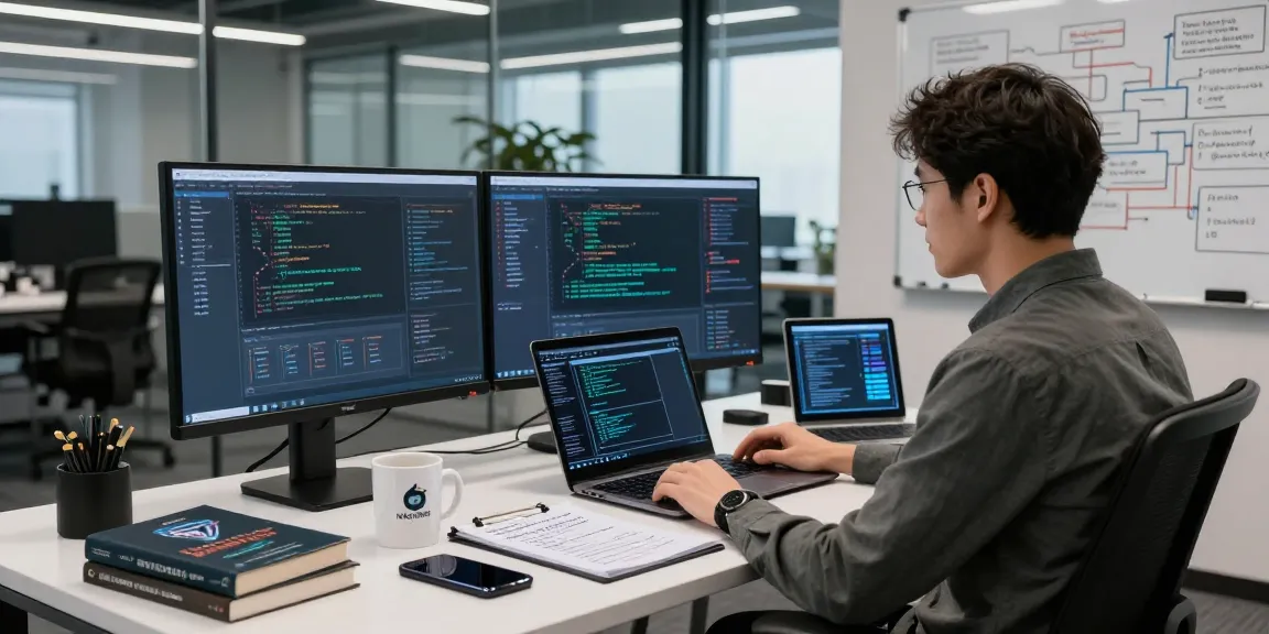 Cybersecurity analyst at NAGA2000 workspace analyzing threats and network data.