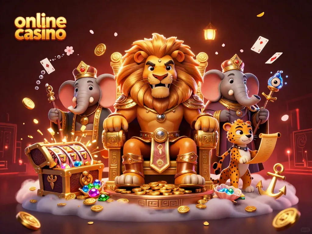 Experience the thrill of an online casino with this vibrant 3D illustration featuring iconic gaming elements.