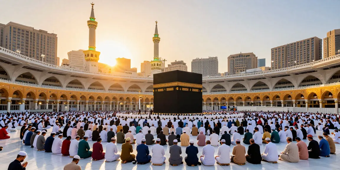 Enchanting view of pilgrims performing Umroh Ramadhan in Makkah, a must-visit destination for heartfelt devotion during Ramadan.