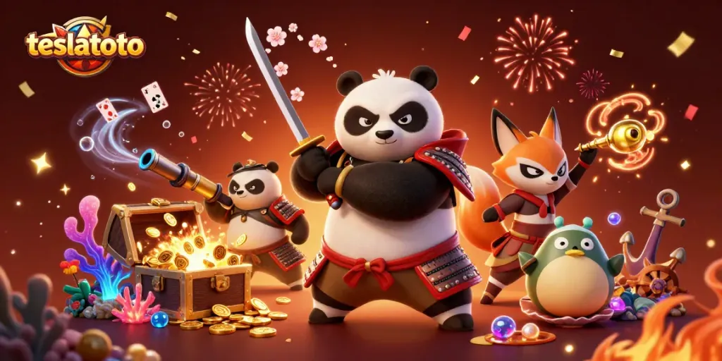 Experience teslatoto with exciting samurai and fox characters amidst a treasure-filled casino adventure.