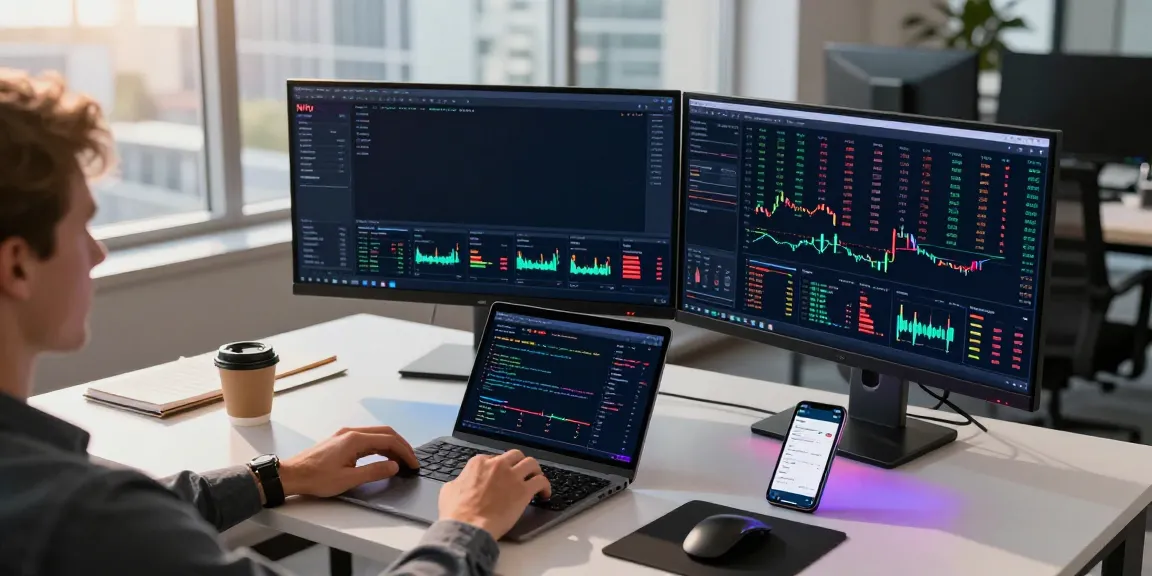 Nifty 50 real-time API displayed on trading monitors in a high-tech cryptocurrency workspace with advanced analytics.