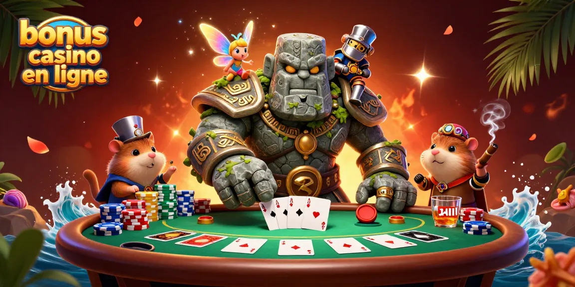 Découvrez un bonus casino en ligne captivant avec un golem gardien et un chevalier hamster dans un décor dynamique.