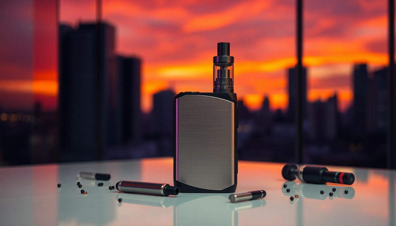 Showcasing the raz 9000 vape device on a stylish table with an urban backdrop.