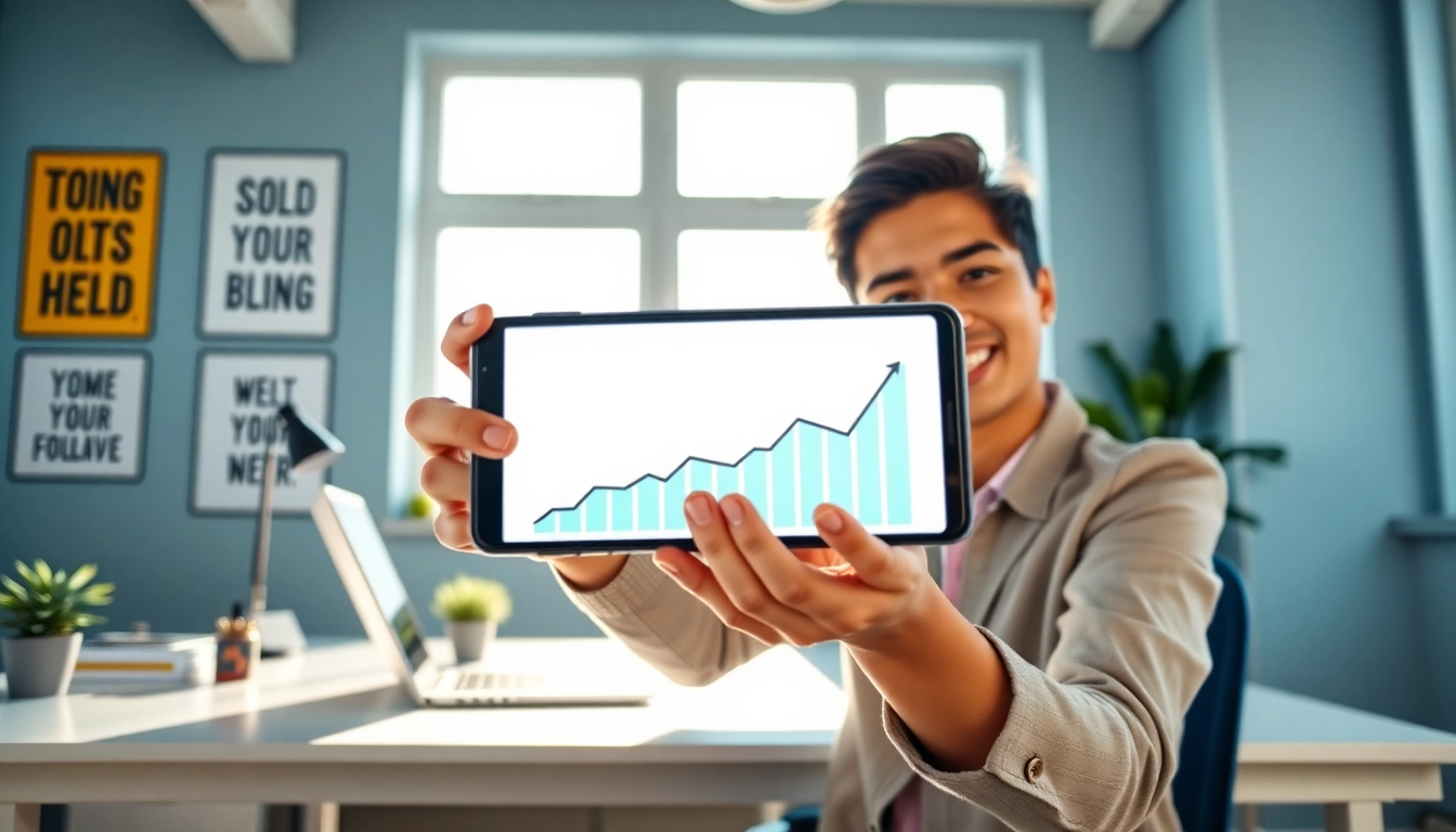 フォロワー 買うための影響力を持つ若者がスマートフォンを使うシーン