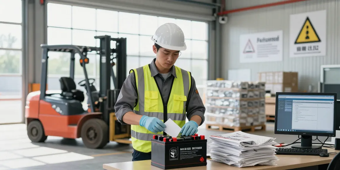 Batterie Transport Dortmund: Sicherer Transport von Lithium-Batterien durch geschultes Personal in einem modernen Lagerumfeld.
