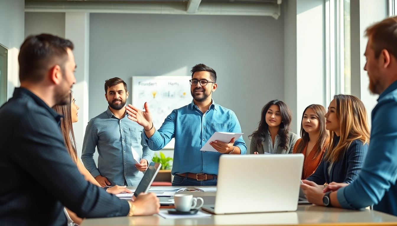 Founder leadership insights shared in an engaging team meeting with diverse members.