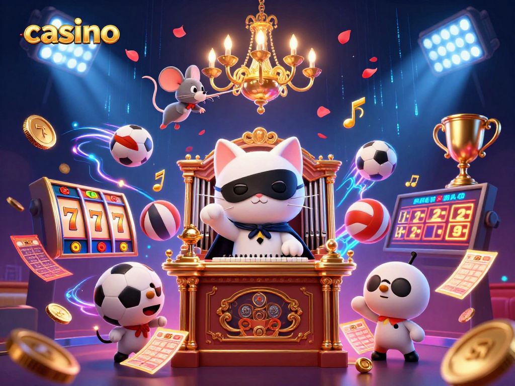 Experience the excitement of a lively casino with animated characters and vibrant gaming elements.