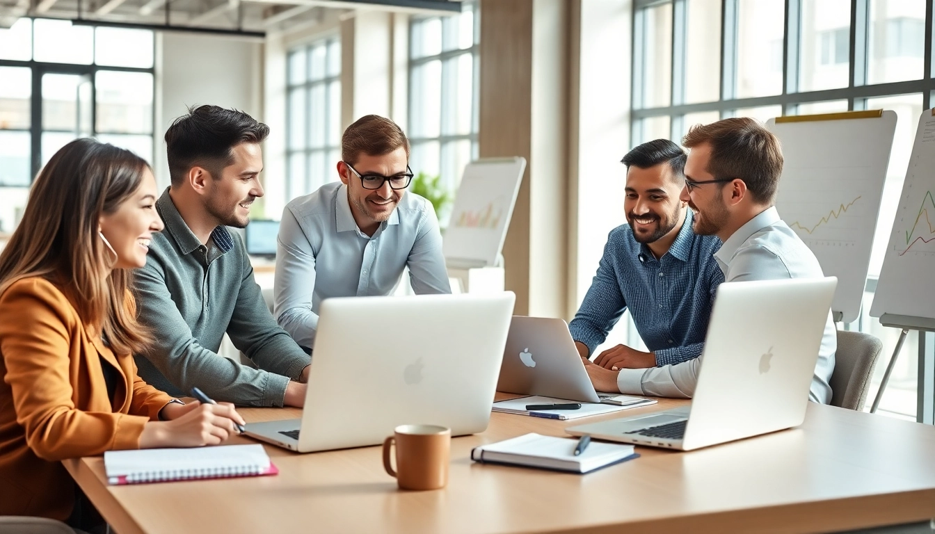 Enhancing SEO performance through collaborative analysis in a modern office.
